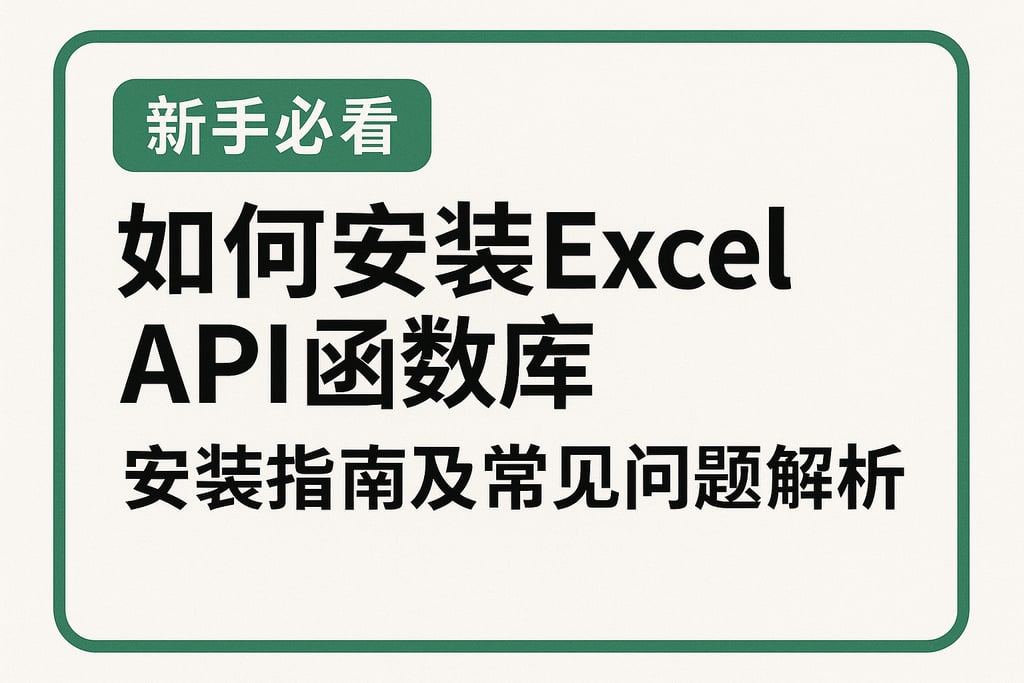 新手必看：如何安装Excel API函数库安装指南及常见问题解析
